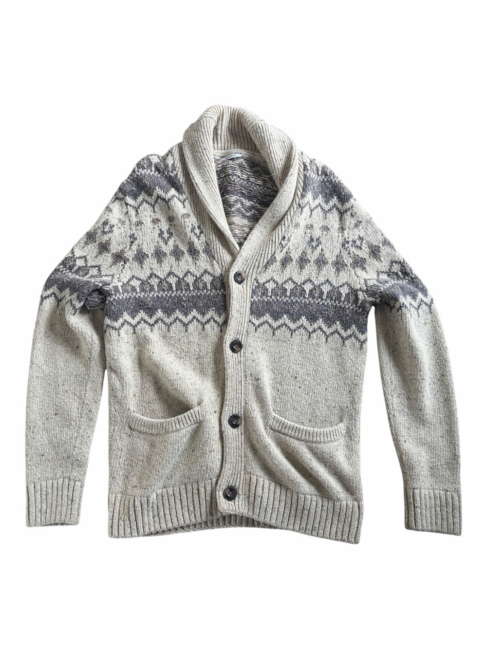 Windriver Men's Shawl Collar Fair Isle Cardigan Sweater Size S